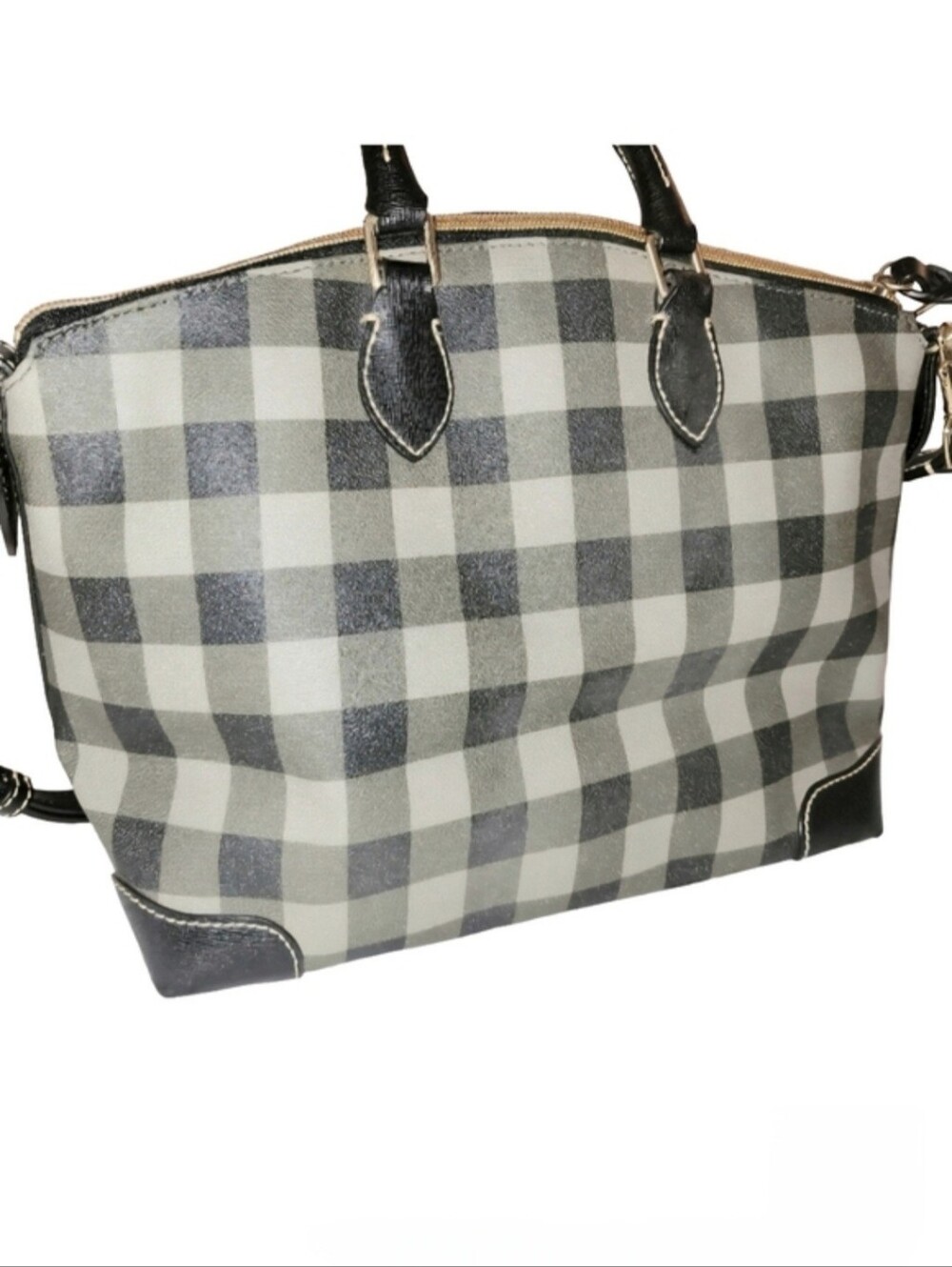 Dooney & Bourke Tucker Buffalo Plaid Darcy Satchel Black Charcoal Gray Tote - Picture 4 of 13